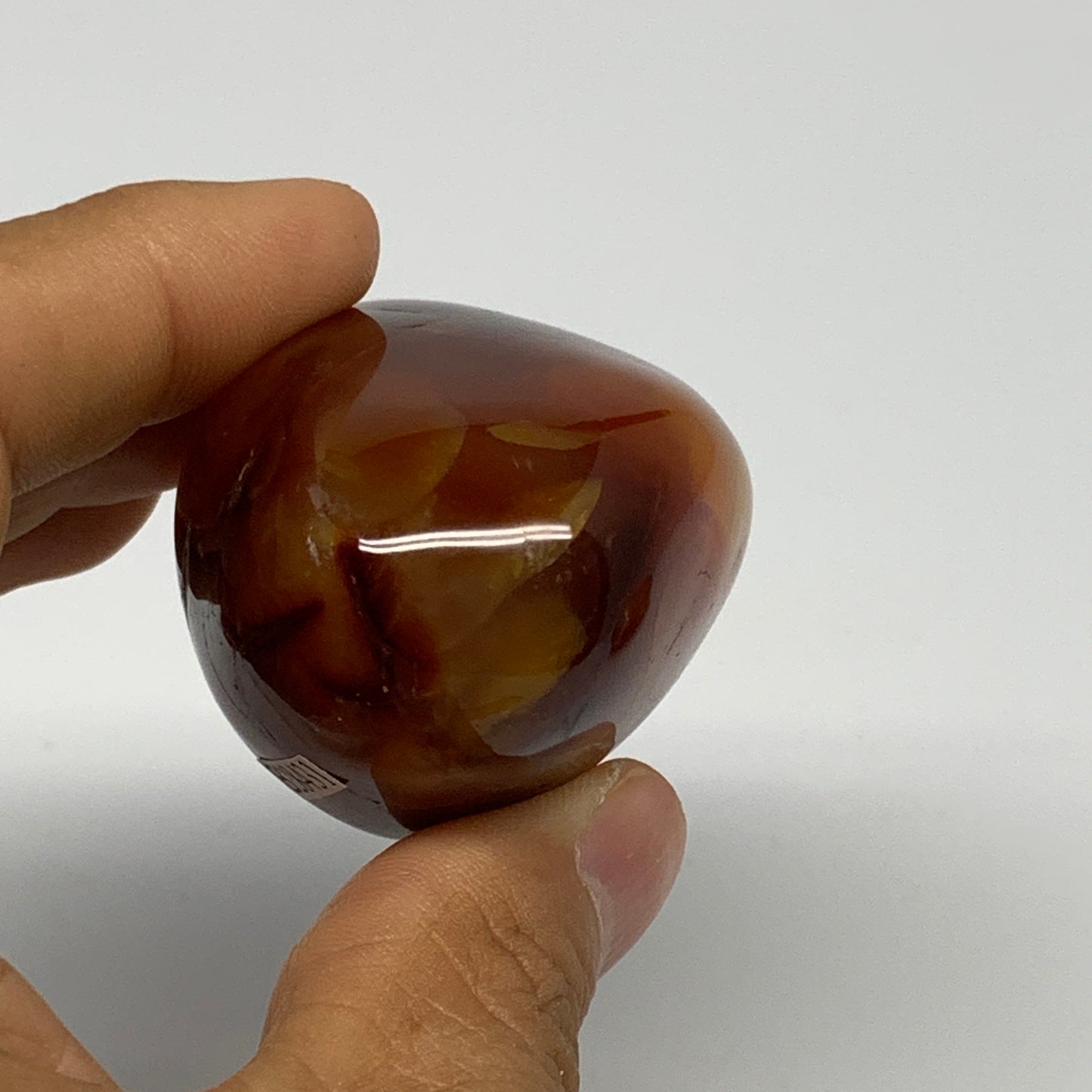 112.2g, 2.2"x1.5"x1.5", Red Carnelian Palm-Stone Gem Crystal Polished, B28431