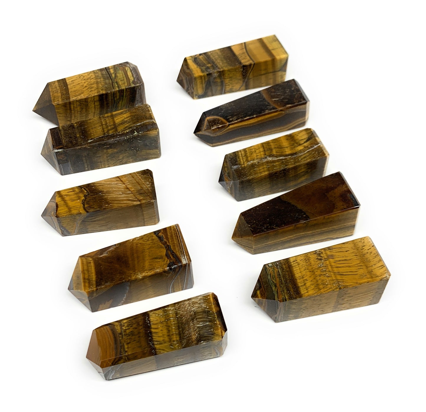 1.3 lbs (590g),2.2"-2.6",  10pcs, Natural Tiger's Eye Towers @India, B31502