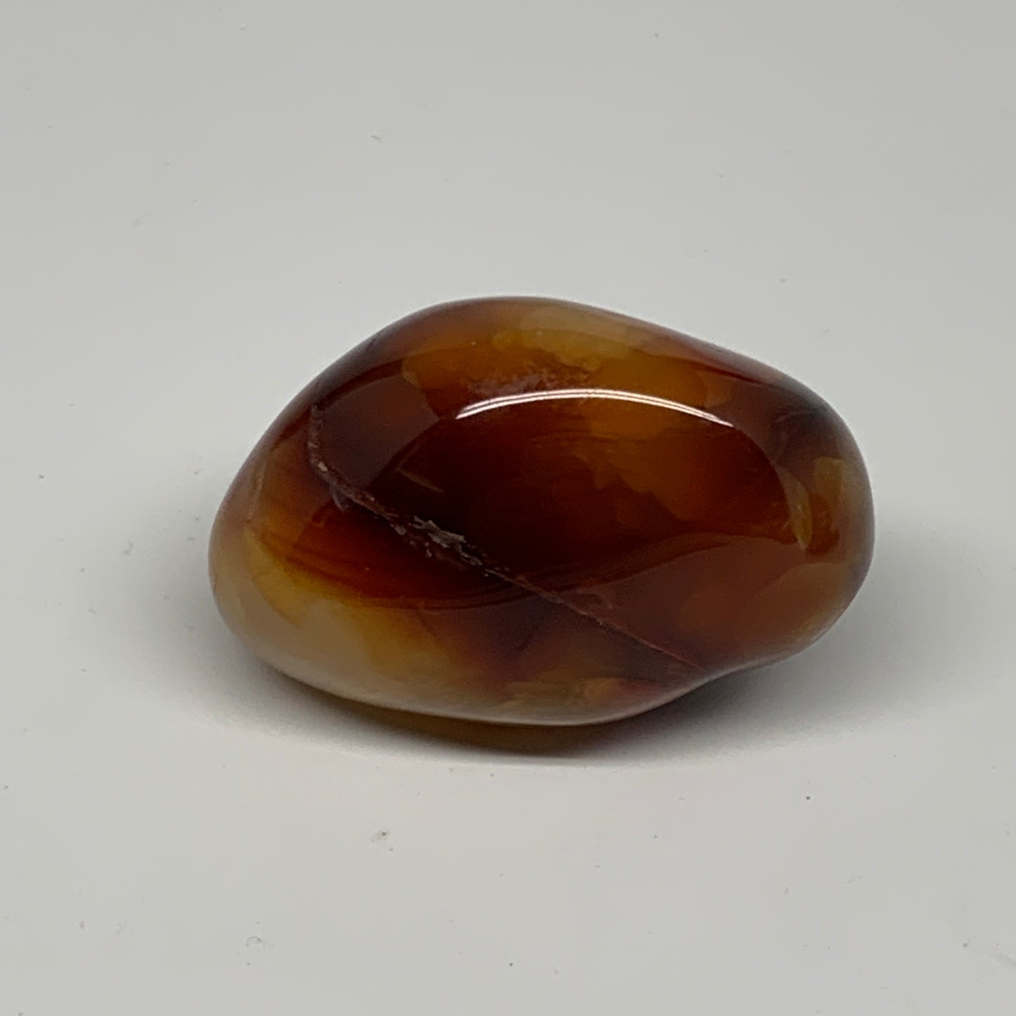 112.2g, 2.2"x1.5"x1.5", Red Carnelian Palm-Stone Gem Crystal Polished, B28431