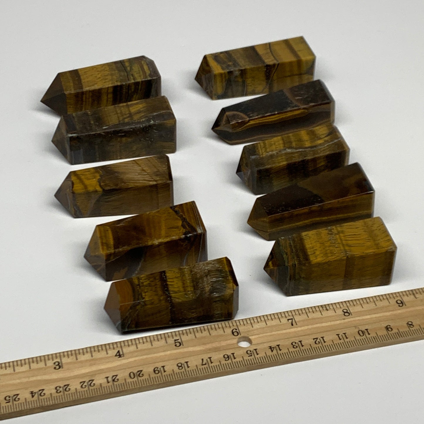 1.3 lbs (590g),2.2"-2.6",  10pcs, Natural Tiger's Eye Towers @India, B31502