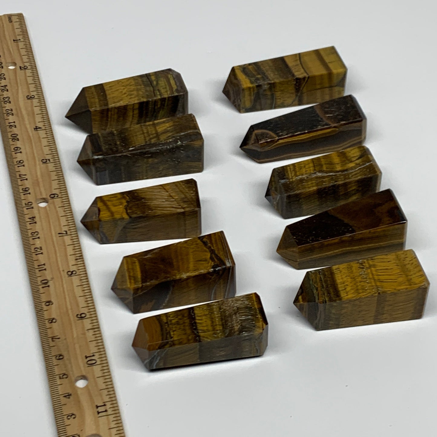 1.3 lbs (590g),2.2"-2.6",  10pcs, Natural Tiger's Eye Towers @India, B31502