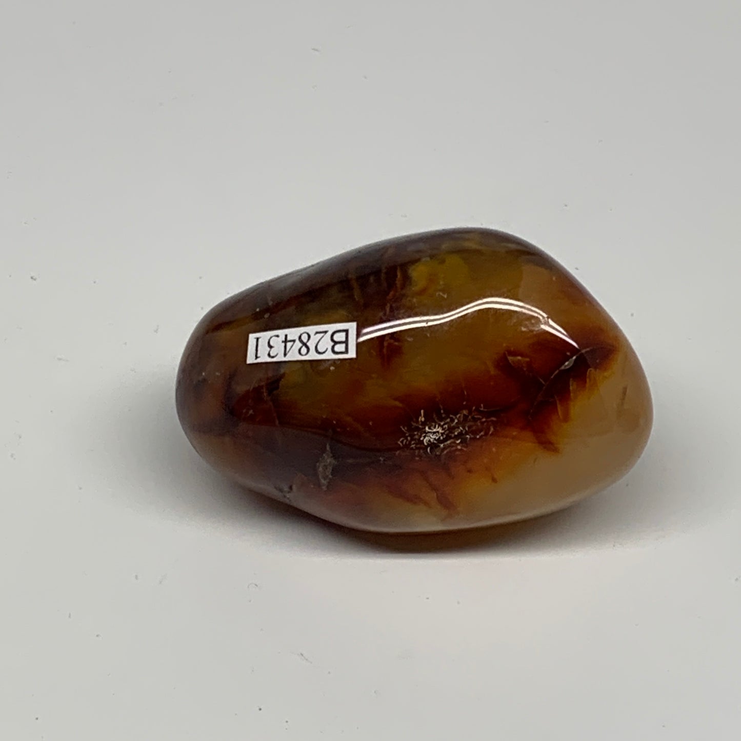 112.2g, 2.2"x1.5"x1.5", Red Carnelian Palm-Stone Gem Crystal Polished, B28431
