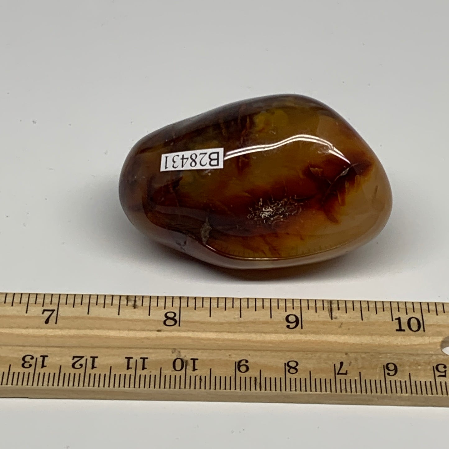 112.2g, 2.2"x1.5"x1.5", Red Carnelian Palm-Stone Gem Crystal Polished, B28431