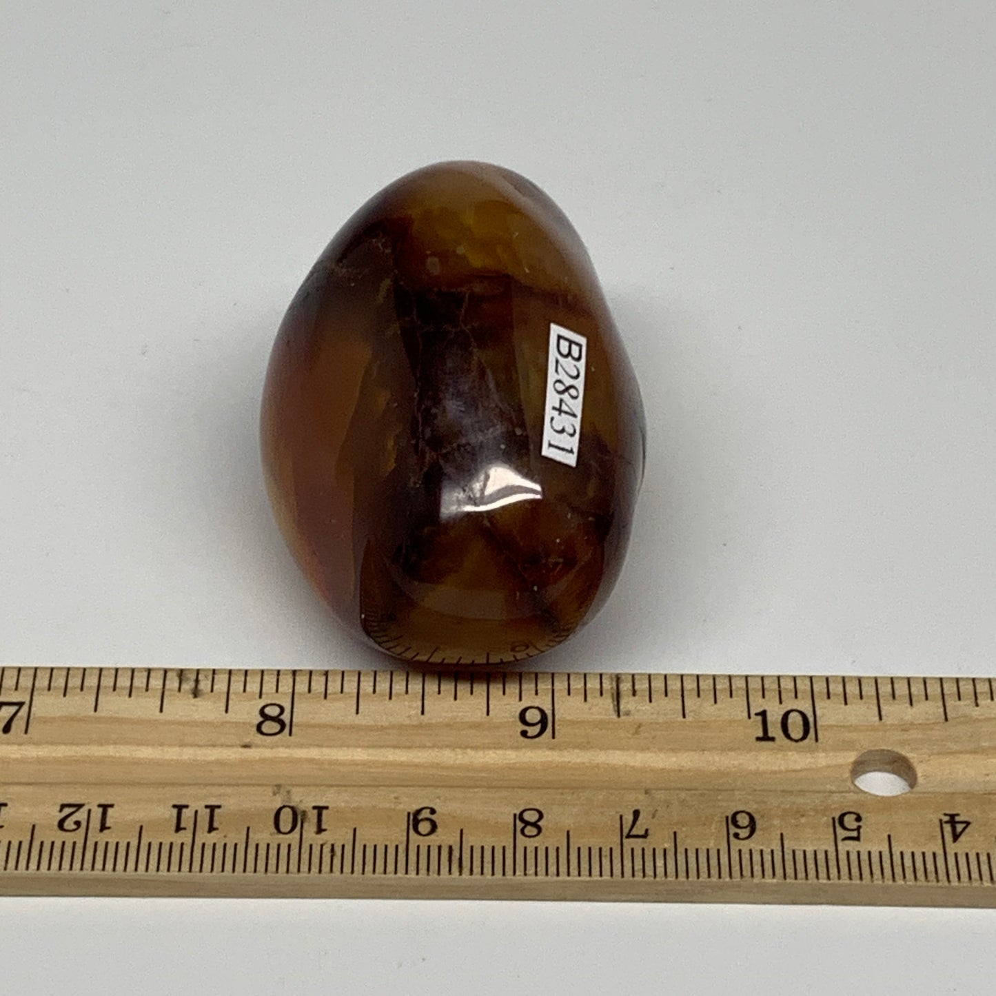 112.2g, 2.2"x1.5"x1.5", Red Carnelian Palm-Stone Gem Crystal Polished, B28431