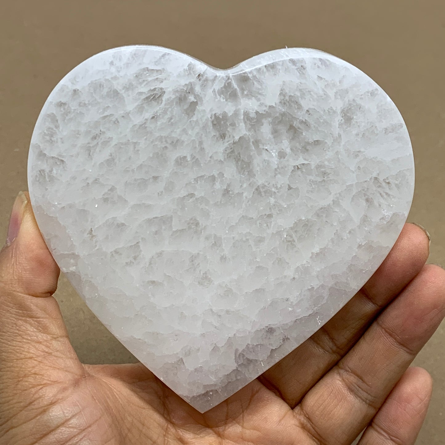 272g, 4.1"x4.1"x0.7", Selenite Heart Crystals, Satin Spar, gypsum, B36210