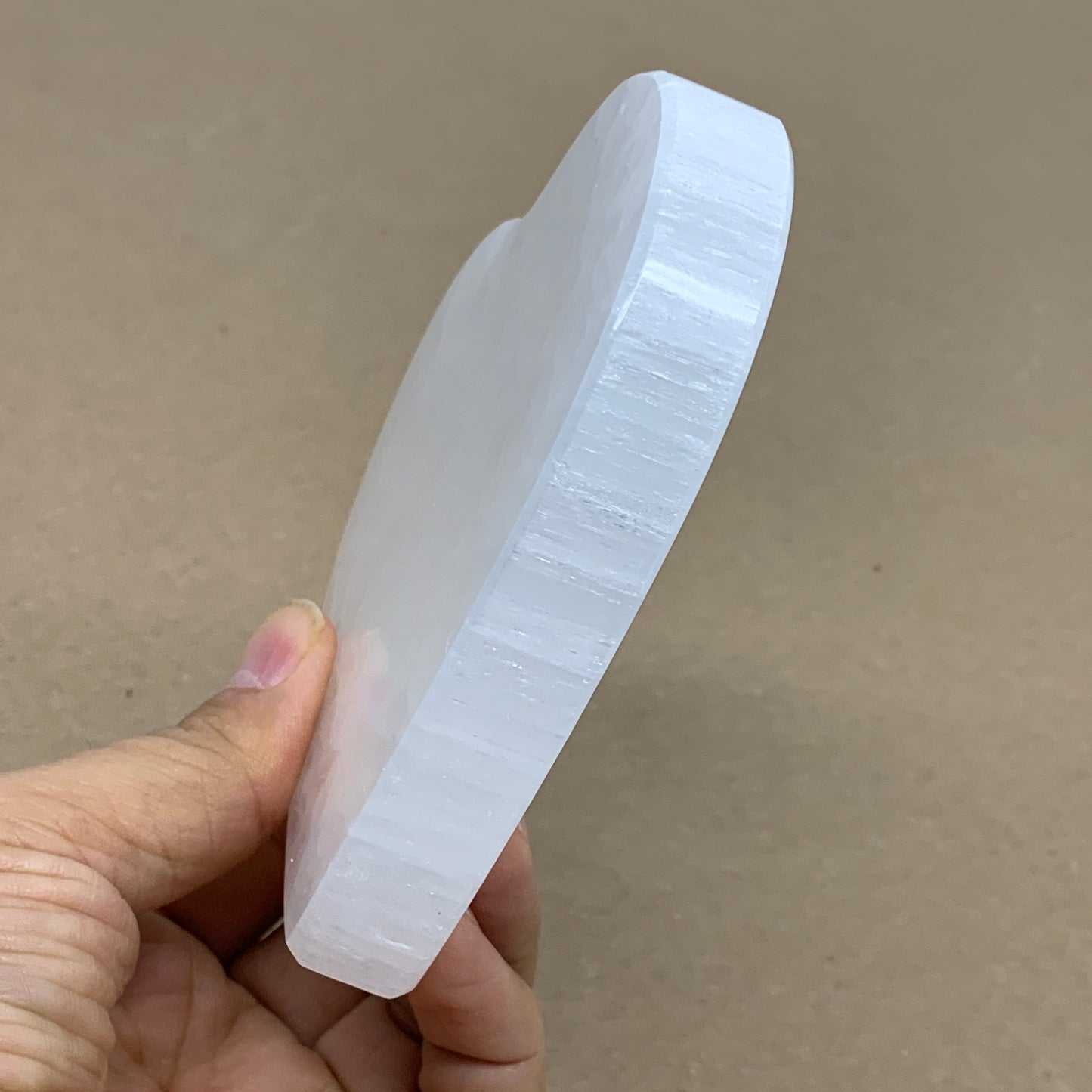 272g, 4.1"x4.1"x0.7", Selenite Heart Crystals, Satin Spar, gypsum, B36210