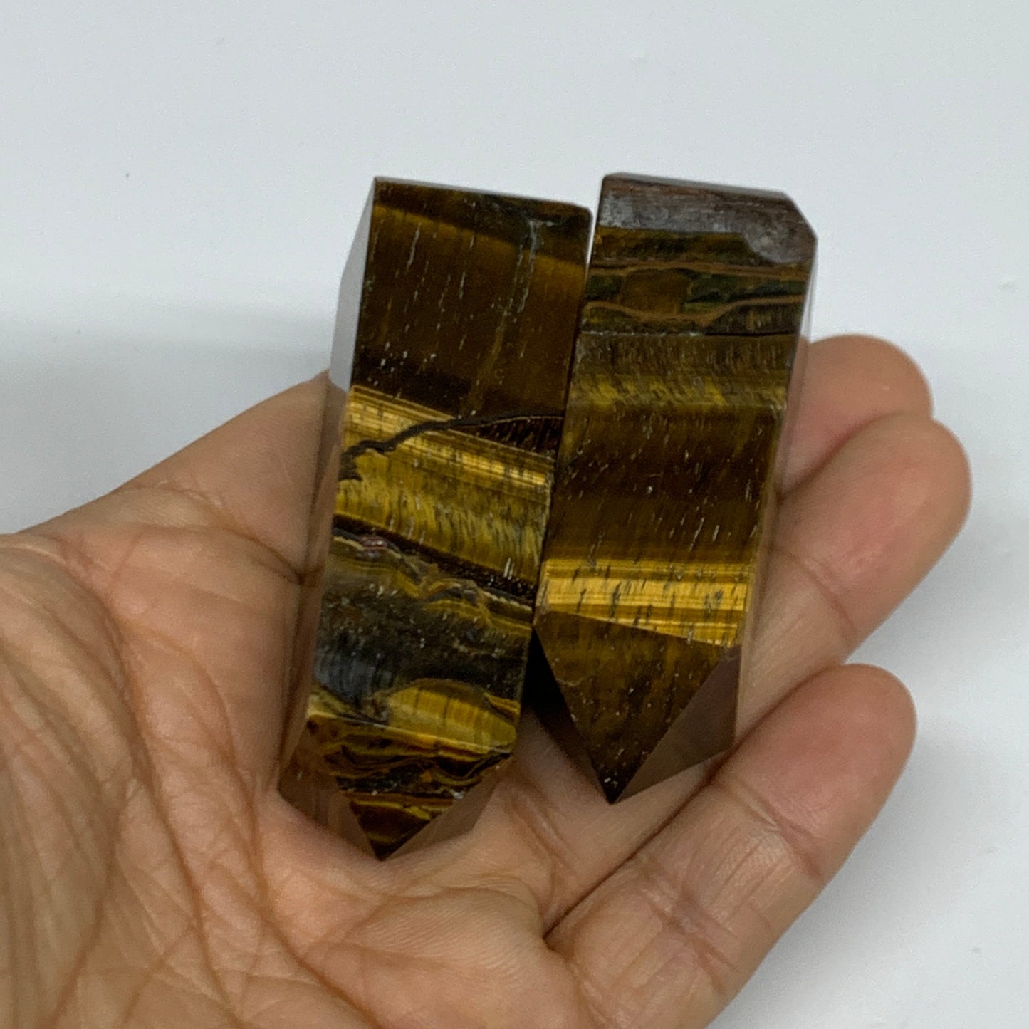 1.3 lbs (590g),2.2"-2.6",  10pcs, Natural Tiger's Eye Towers @India, B31502