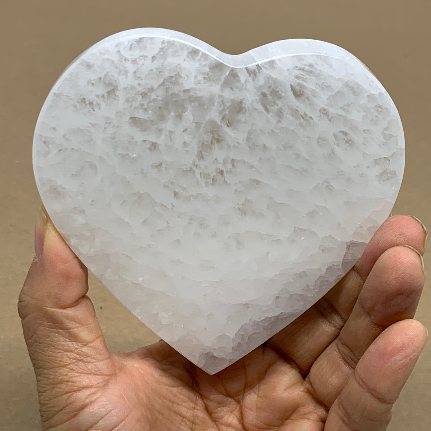 272g, 4.1"x4.1"x0.7", Selenite Heart Crystals, Satin Spar, gypsum, B36210