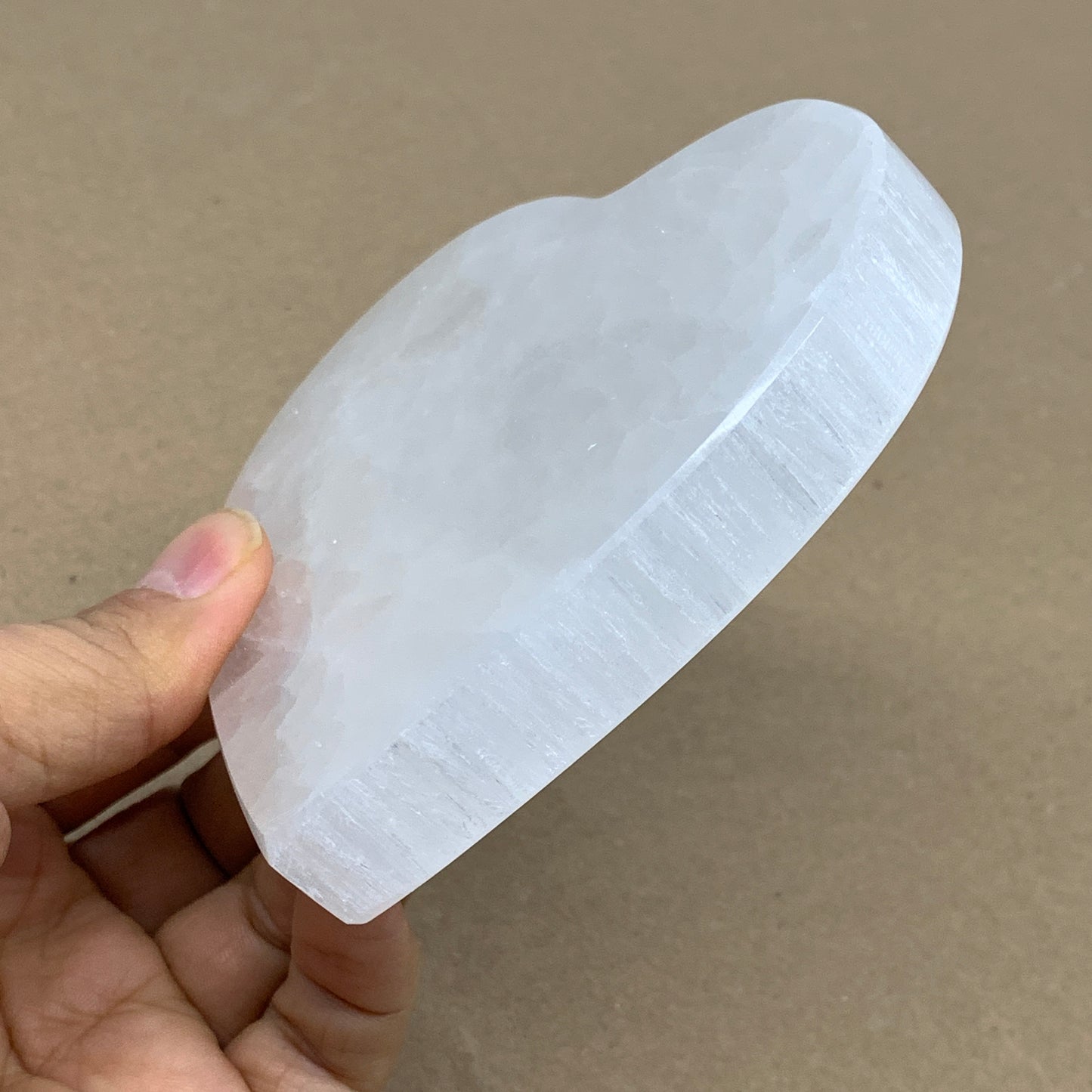 272g, 4.1"x4.1"x0.7", Selenite Heart Crystals, Satin Spar, gypsum, B36210