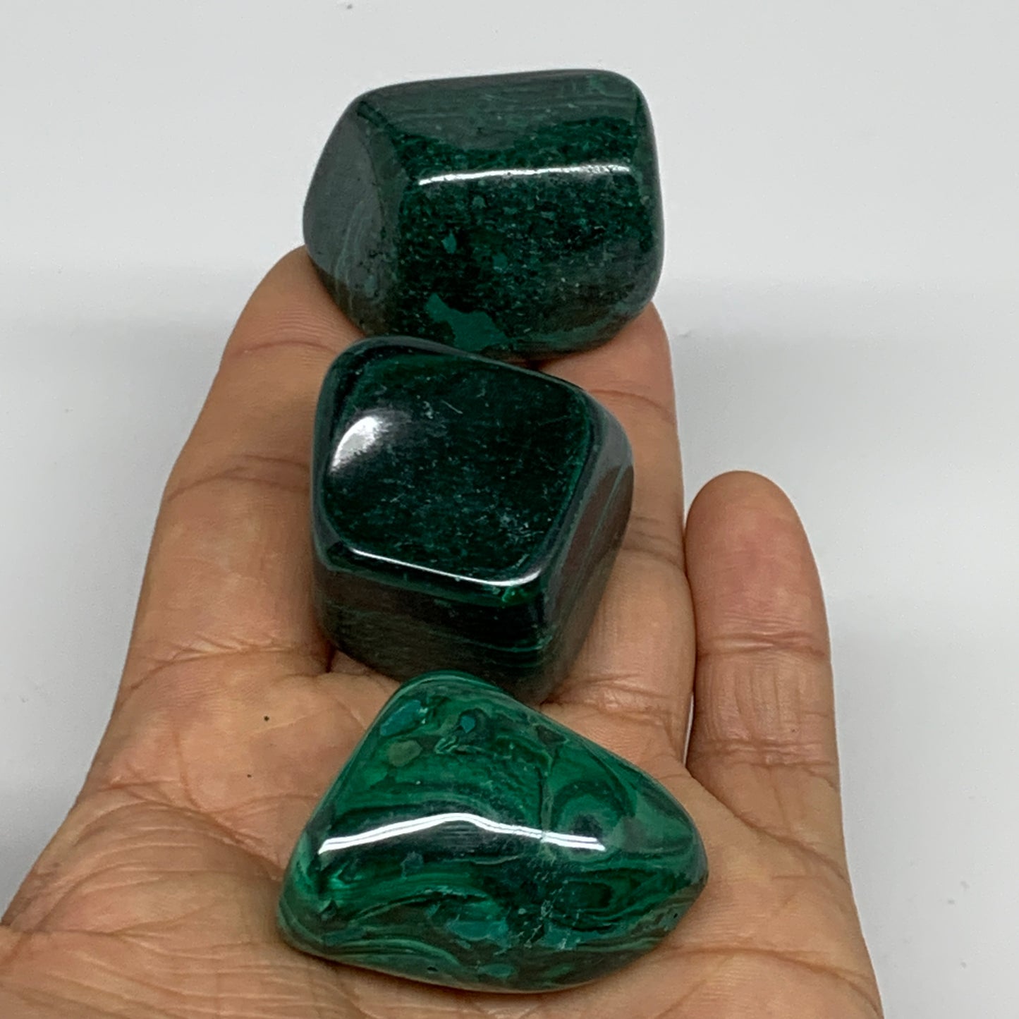 167.3g, 1.2"-1.6", 3pcs, Natural Small Malachite Tumbled Polished, B32816