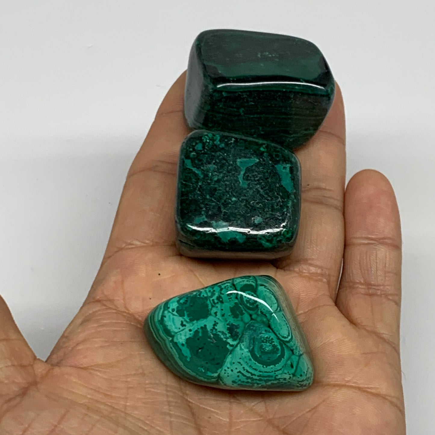 167.3g, 1.2"-1.6", 3pcs, Natural Small Malachite Tumbled Polished, B32816