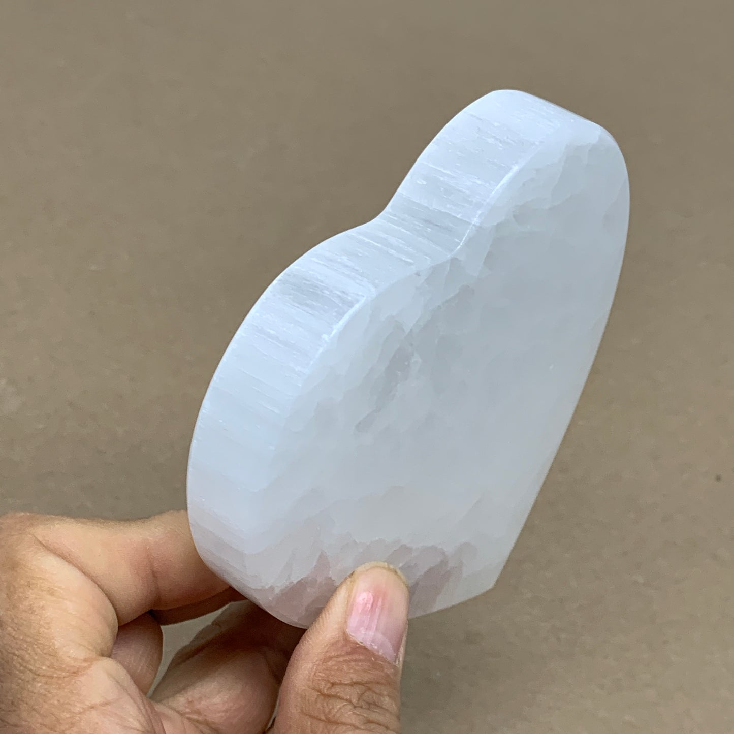 272g, 4.1"x4.1"x0.7", Selenite Heart Crystals, Satin Spar, gypsum, B36210