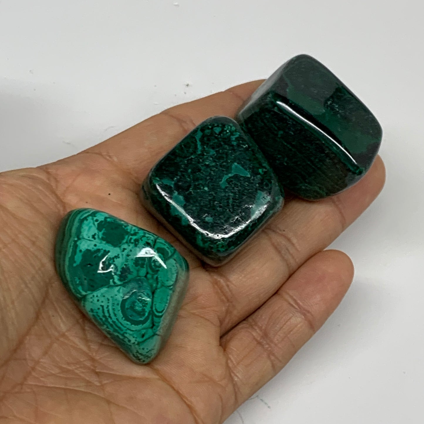 167.3g, 1.2"-1.6", 3pcs, Natural Small Malachite Tumbled Polished, B32816