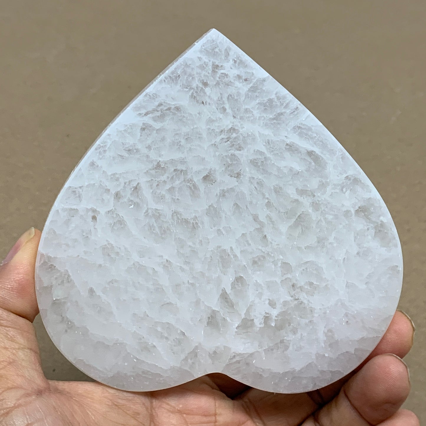 272g, 4.1"x4.1"x0.7", Selenite Heart Crystals, Satin Spar, gypsum, B36210