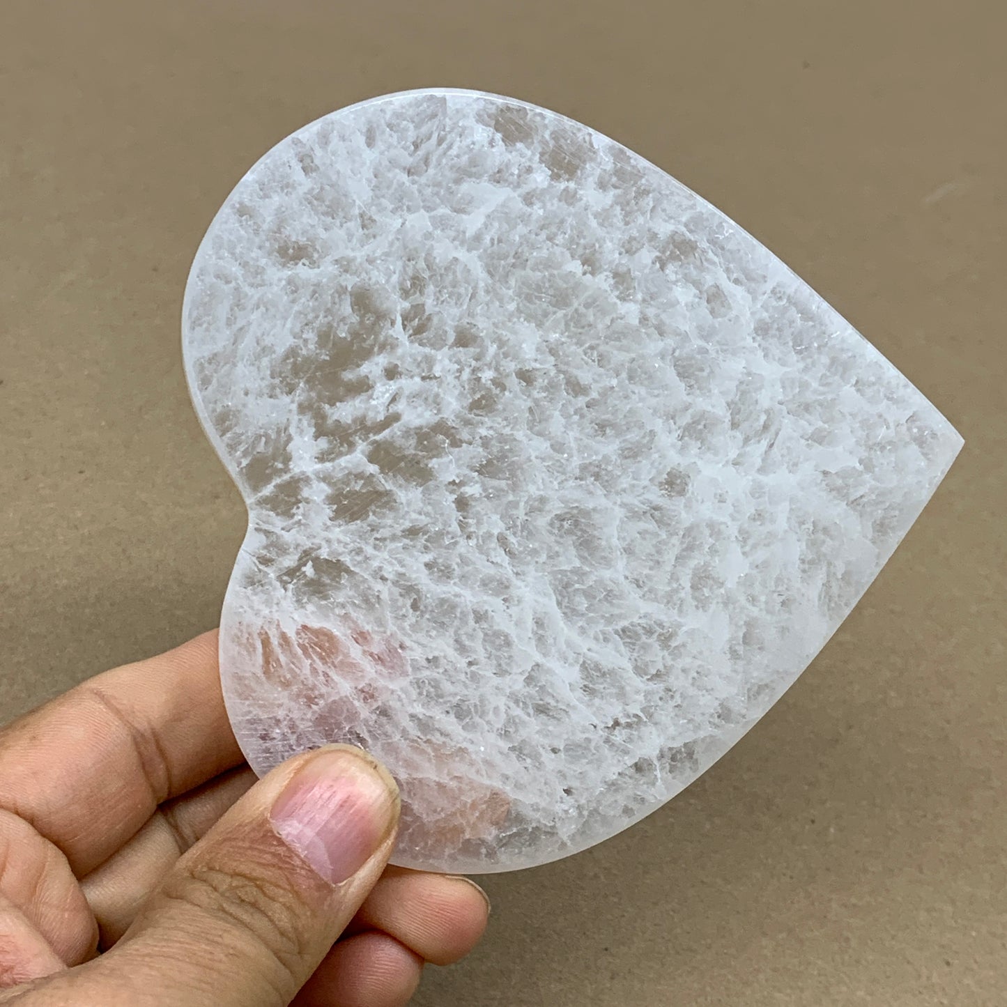 272g, 4.1"x4.1"x0.7", Selenite Heart Crystals, Satin Spar, gypsum, B36210