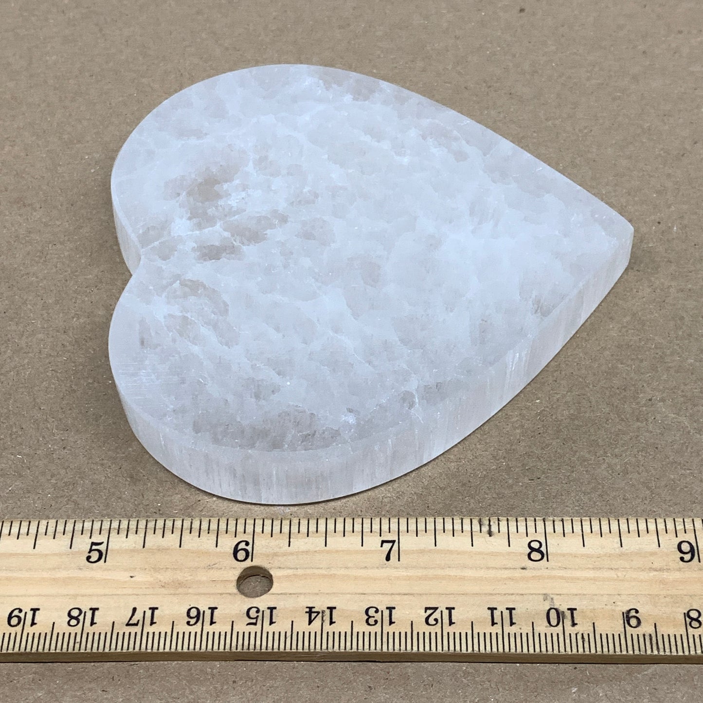 272g, 4.1"x4.1"x0.7", Selenite Heart Crystals, Satin Spar, gypsum, B36210