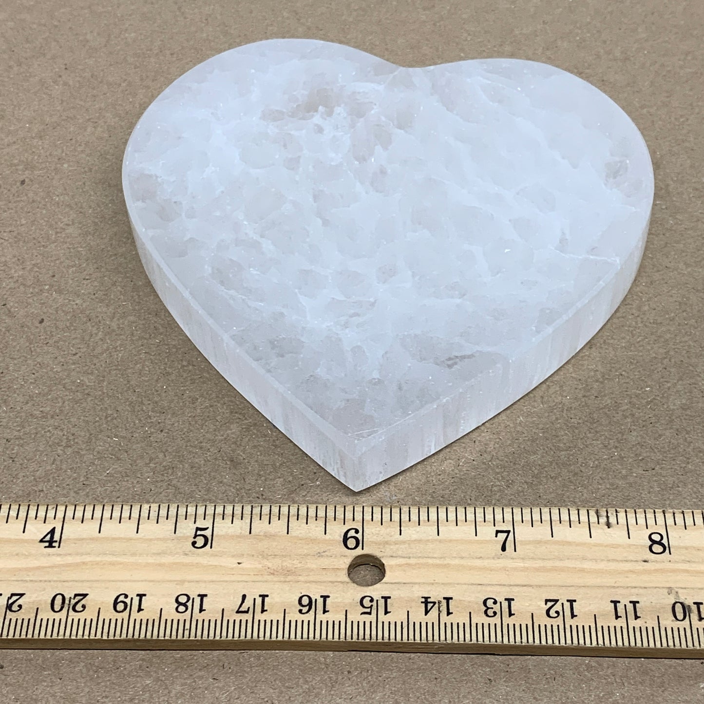 272g, 4.1"x4.1"x0.7", Selenite Heart Crystals, Satin Spar, gypsum, B36210