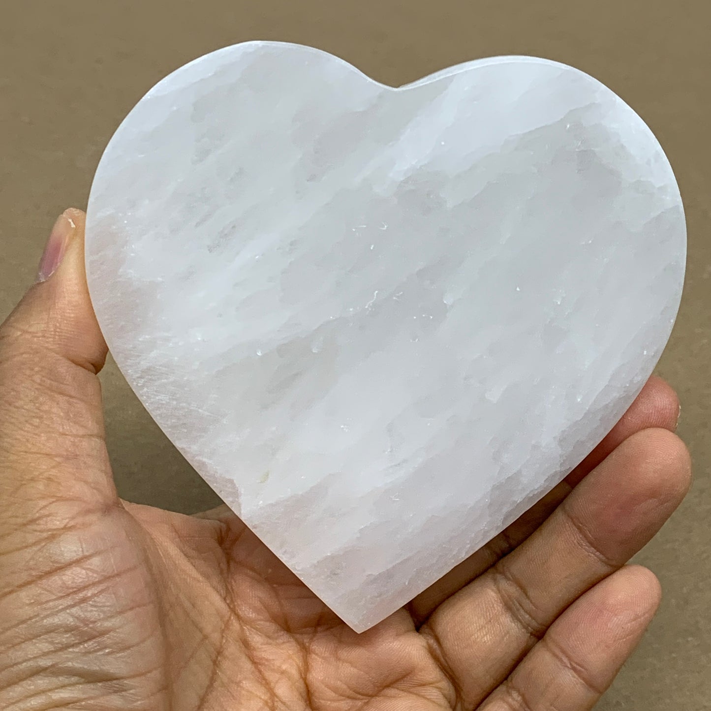 258g, 4.1"x4.1"x0.6", Selenite Heart Crystals, Satin Spar, gypsum, B36211