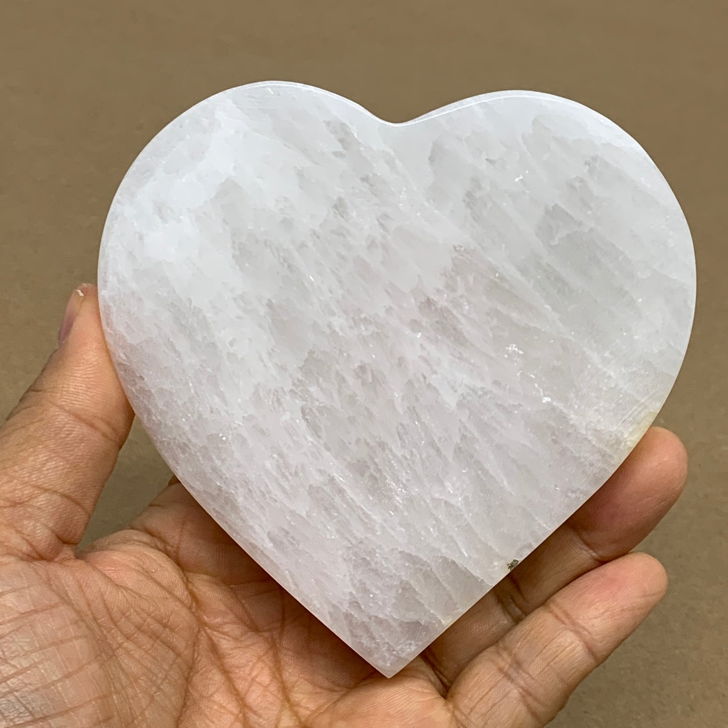 258g, 4.1"x4.1"x0.6", Selenite Heart Crystals, Satin Spar, gypsum, B36211