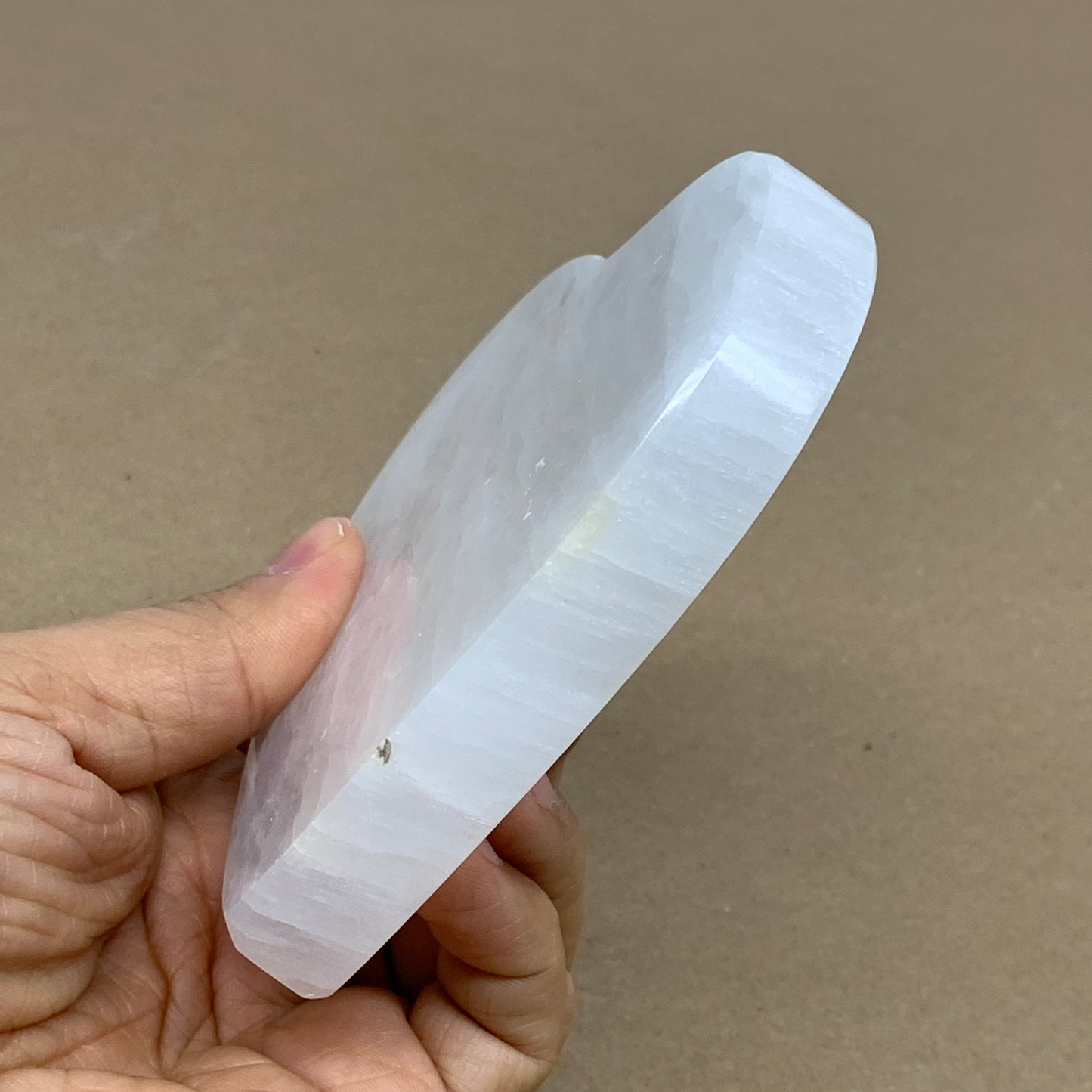 258g, 4.1"x4.1"x0.6", Selenite Heart Crystals, Satin Spar, gypsum, B36211