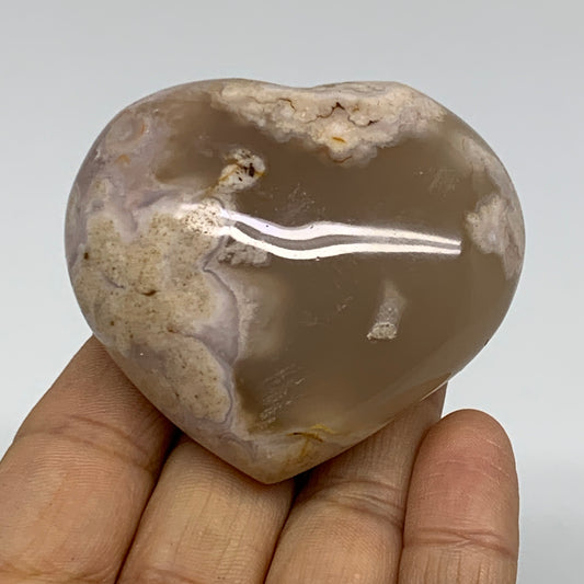 0.29 lbs, 2.2"x2.4"x1.2", Cherry Blossom Flower Agate Heart Crystal, B37111
