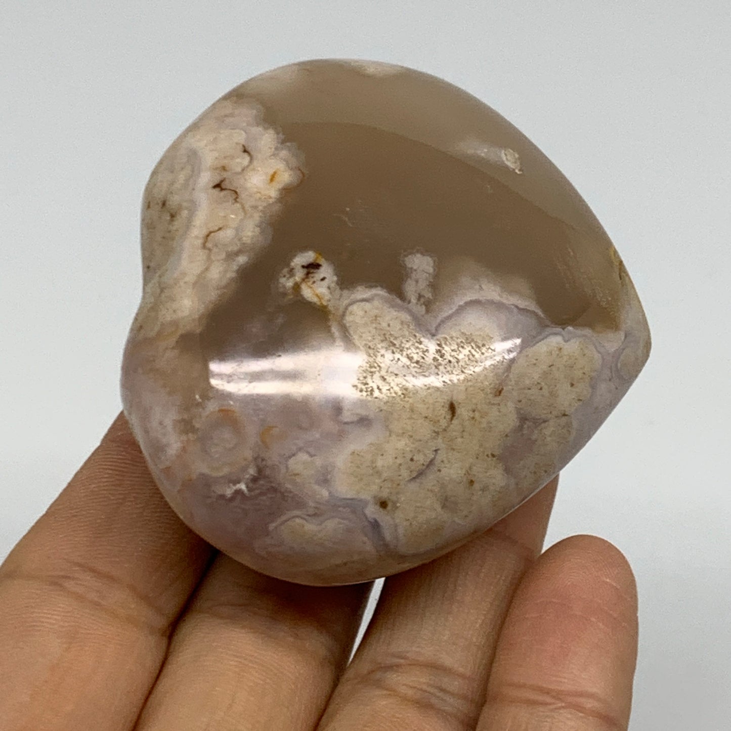 0.29 lbs, 2.2"x2.4"x1.2", Cherry Blossom Flower Agate Heart Crystal, B37111