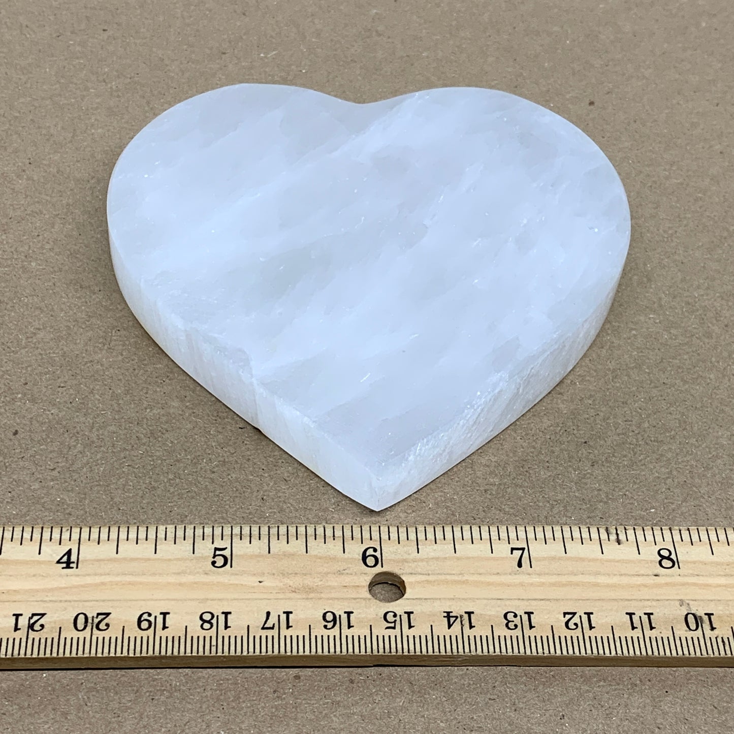258g, 4.1"x4.1"x0.6", Selenite Heart Crystals, Satin Spar, gypsum, B36211