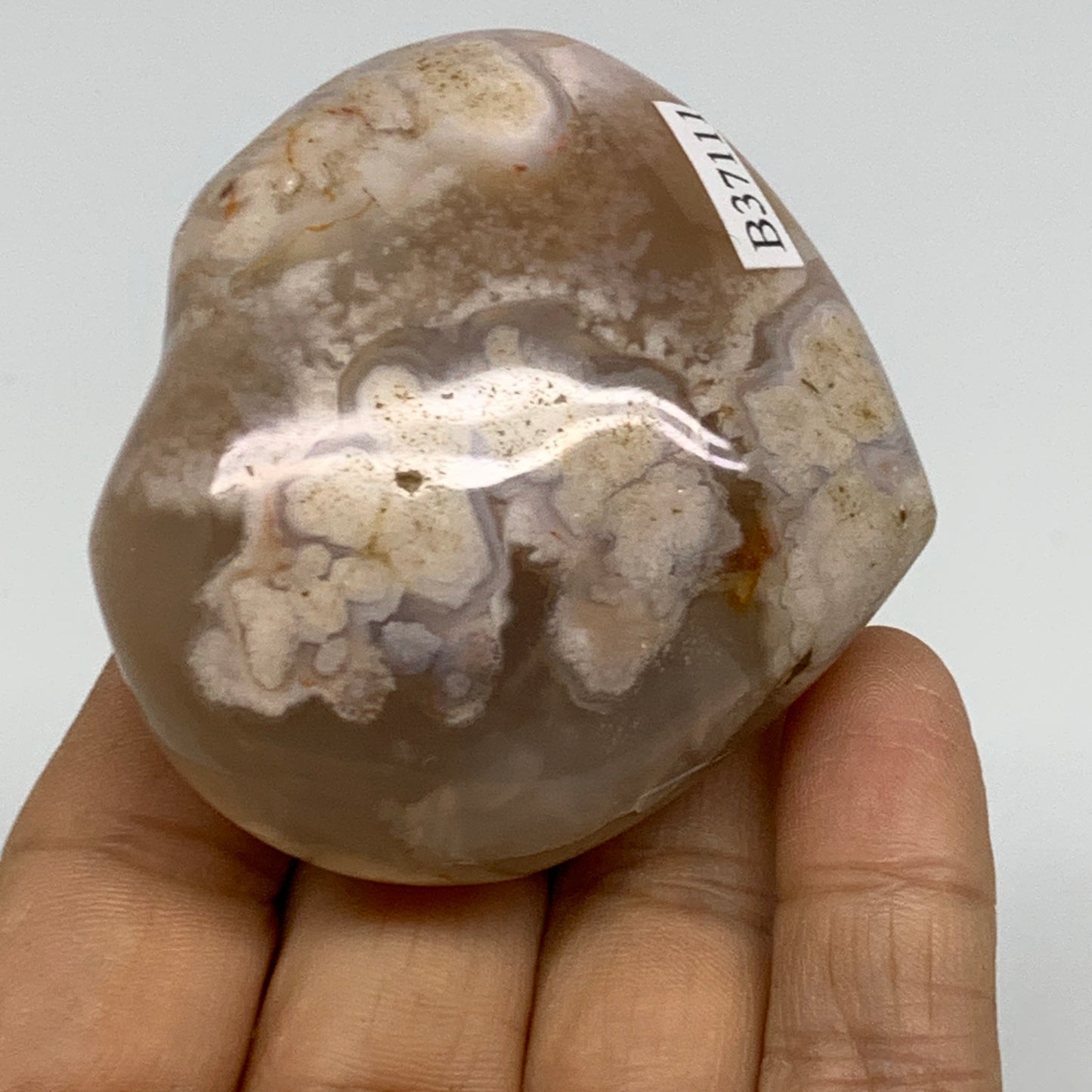 0.29 lbs, 2.2"x2.4"x1.2", Cherry Blossom Flower Agate Heart Crystal, B37111