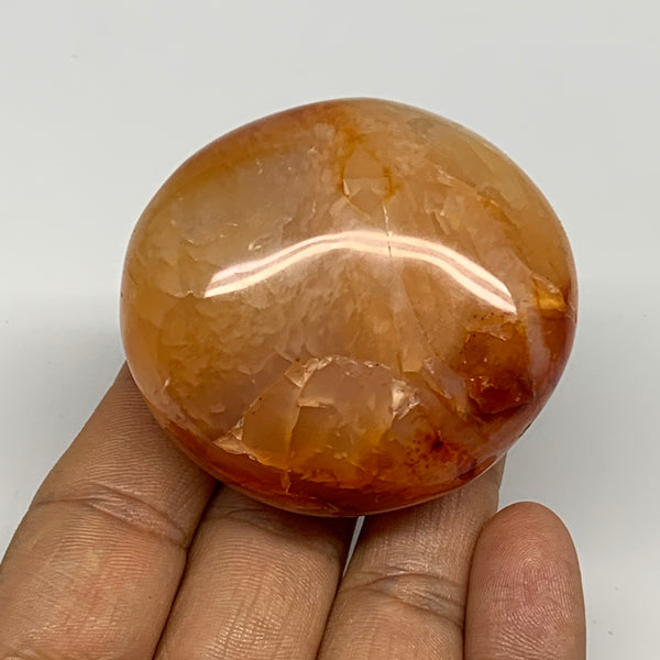 114.7g, 2.1"x2"x1.3", Red Carnelian Palm-Stone Gem Crystal Polished, B28433