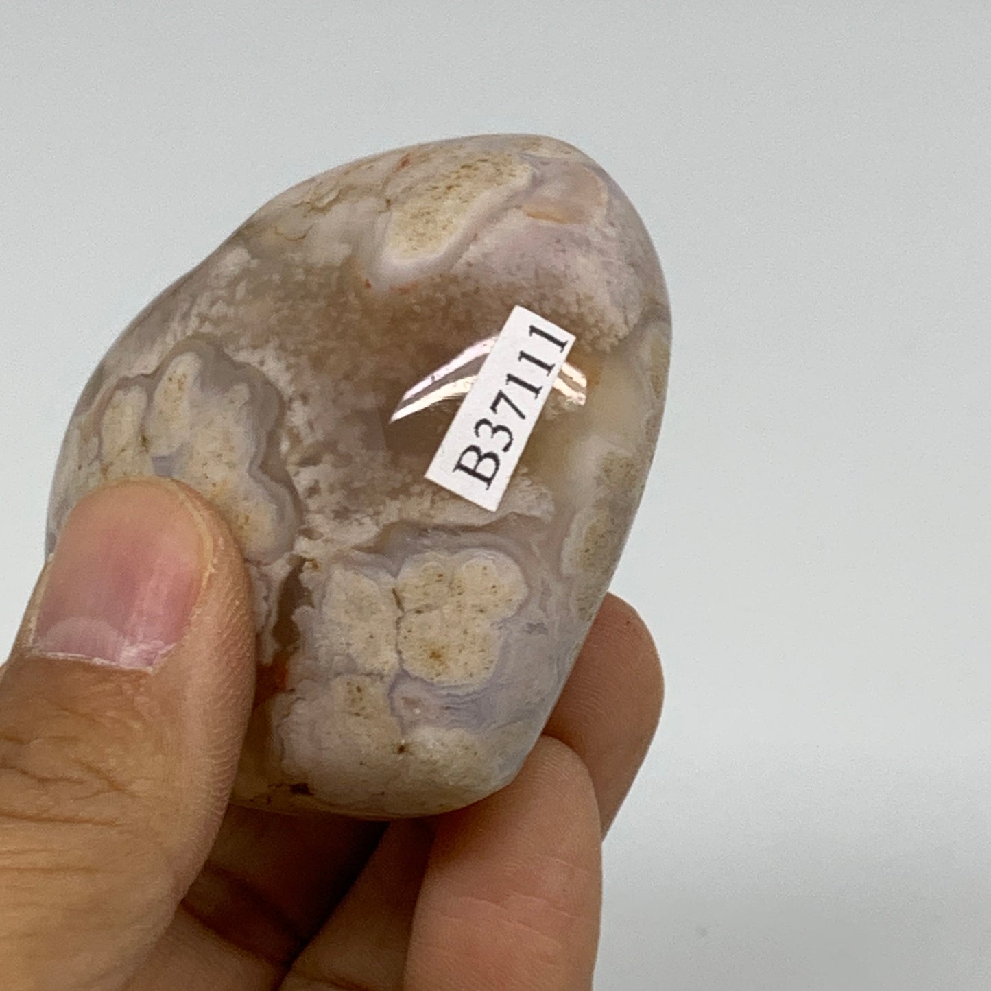 0.29 lbs, 2.2"x2.4"x1.2", Cherry Blossom Flower Agate Heart Crystal, B37111