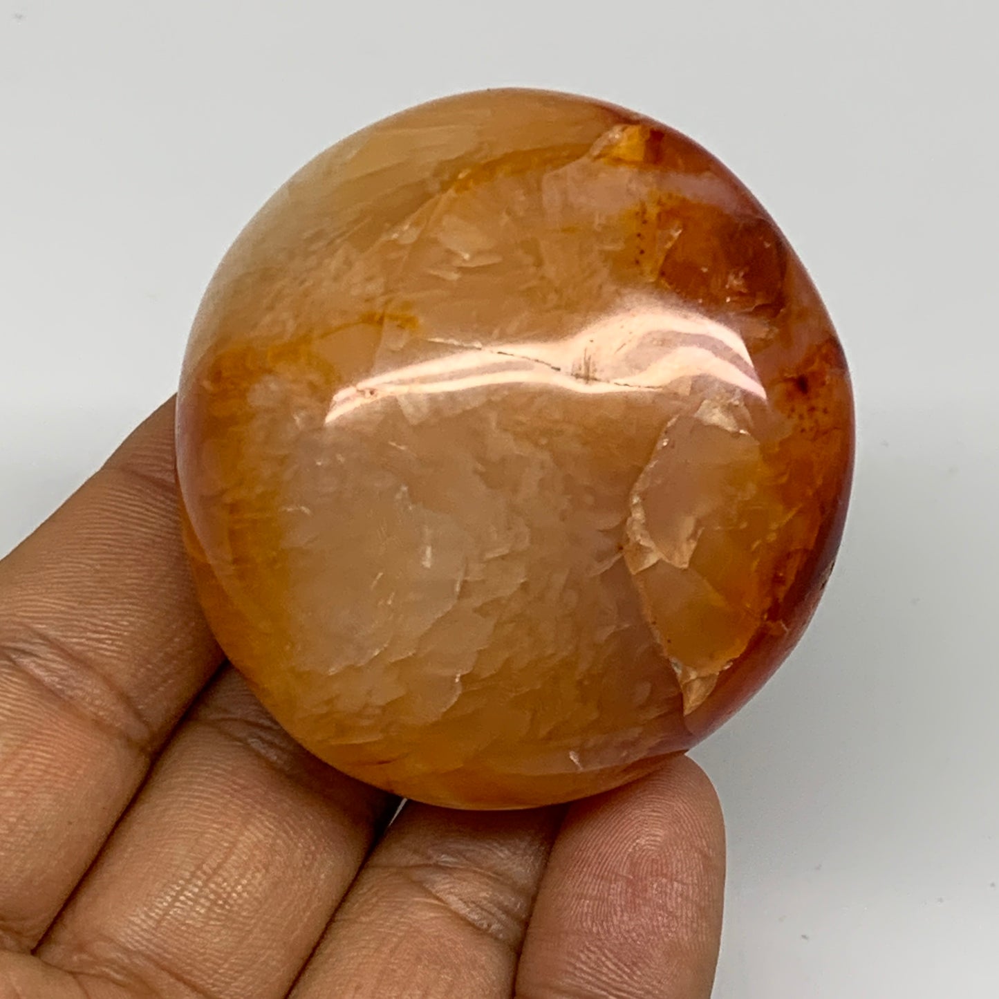 114.7g, 2.1"x2"x1.3", Red Carnelian Palm-Stone Gem Crystal Polished, B28433