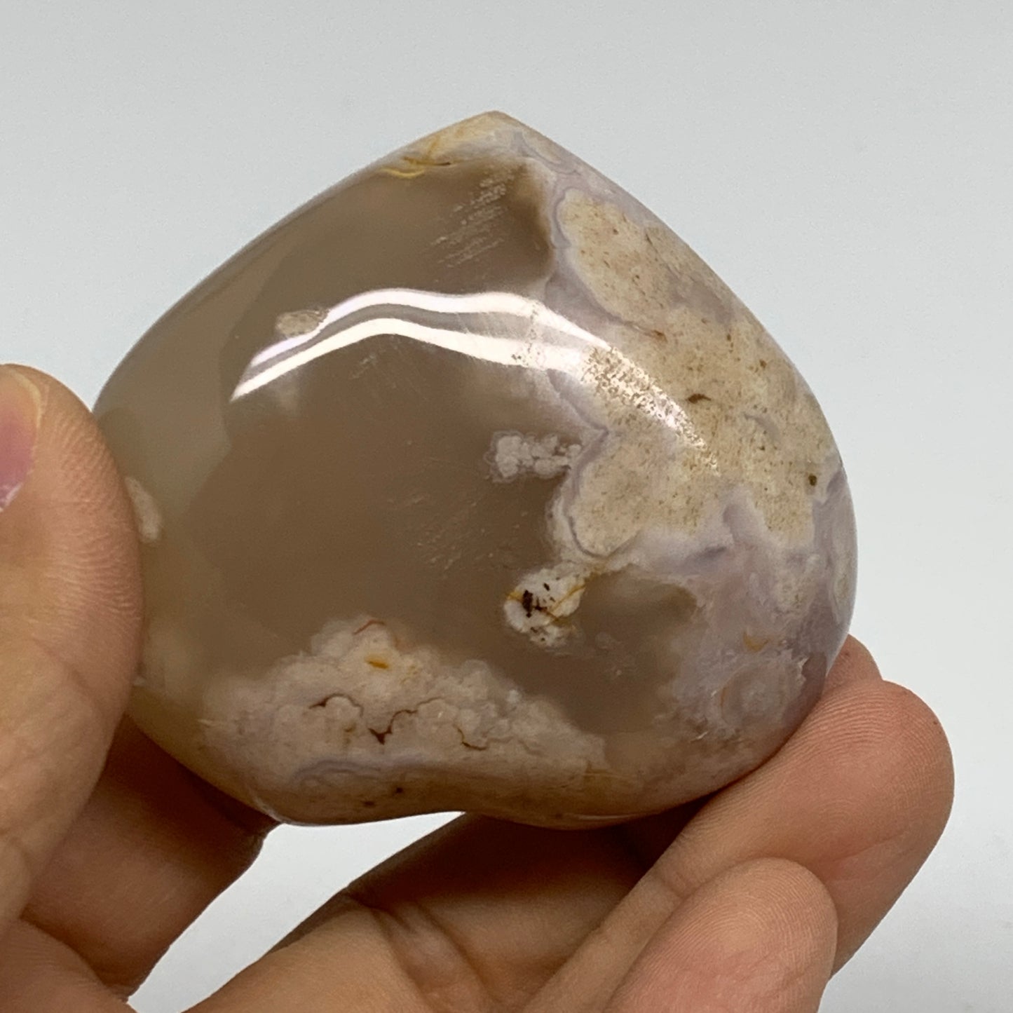 0.29 lbs, 2.2"x2.4"x1.2", Cherry Blossom Flower Agate Heart Crystal, B37111