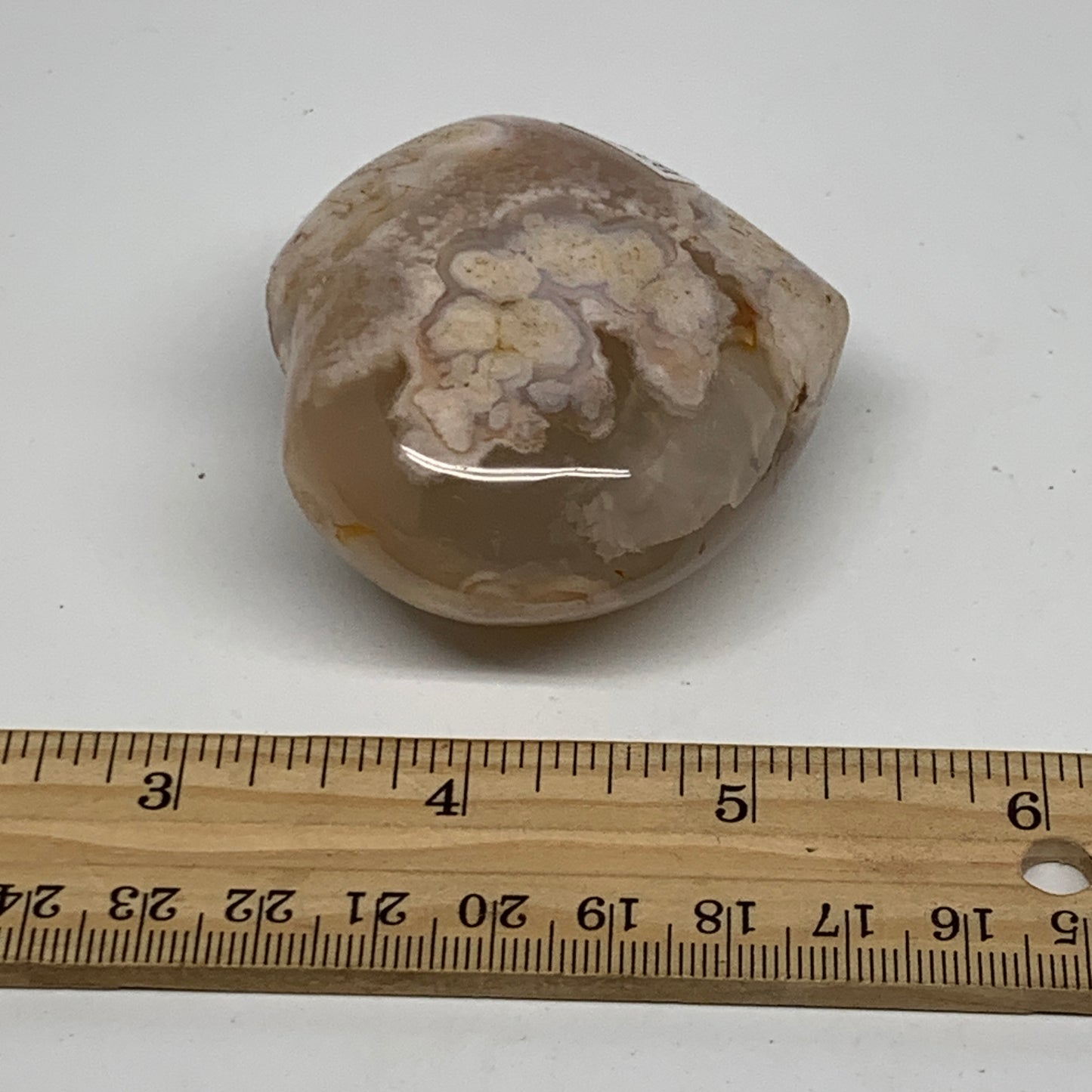 0.29 lbs, 2.2"x2.4"x1.2", Cherry Blossom Flower Agate Heart Crystal, B37111