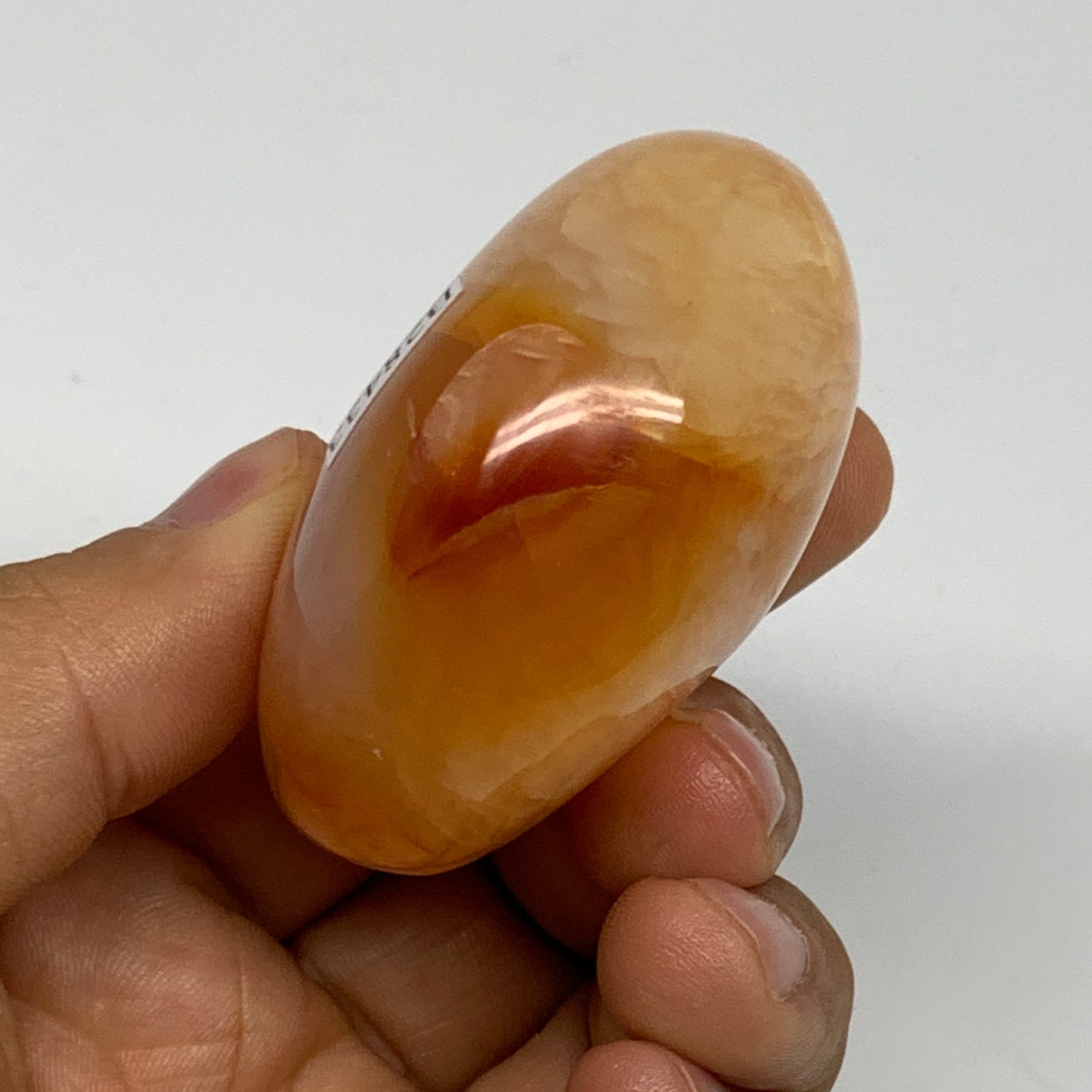 114.7g, 2.1"x2"x1.3", Red Carnelian Palm-Stone Gem Crystal Polished, B28433
