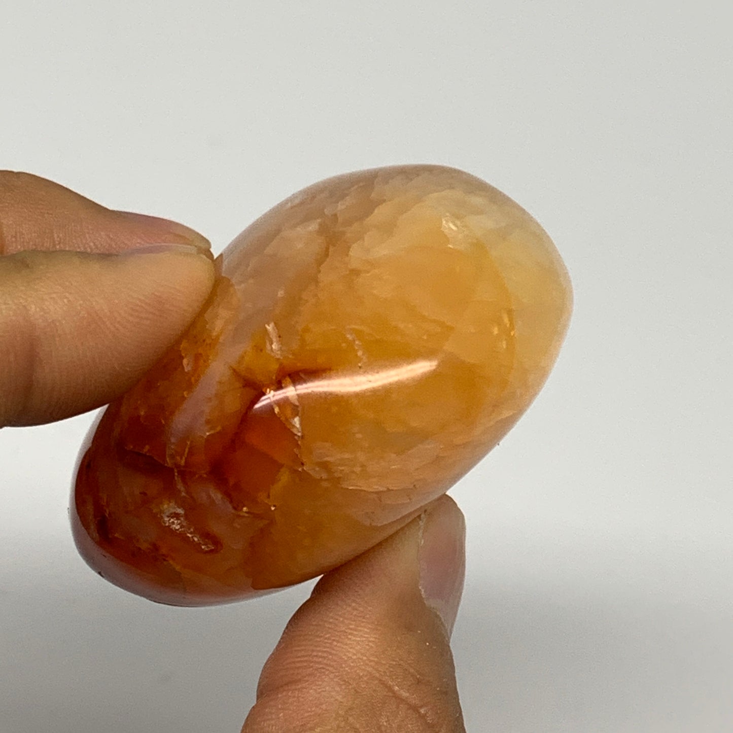 114.7g, 2.1"x2"x1.3", Red Carnelian Palm-Stone Gem Crystal Polished, B28433