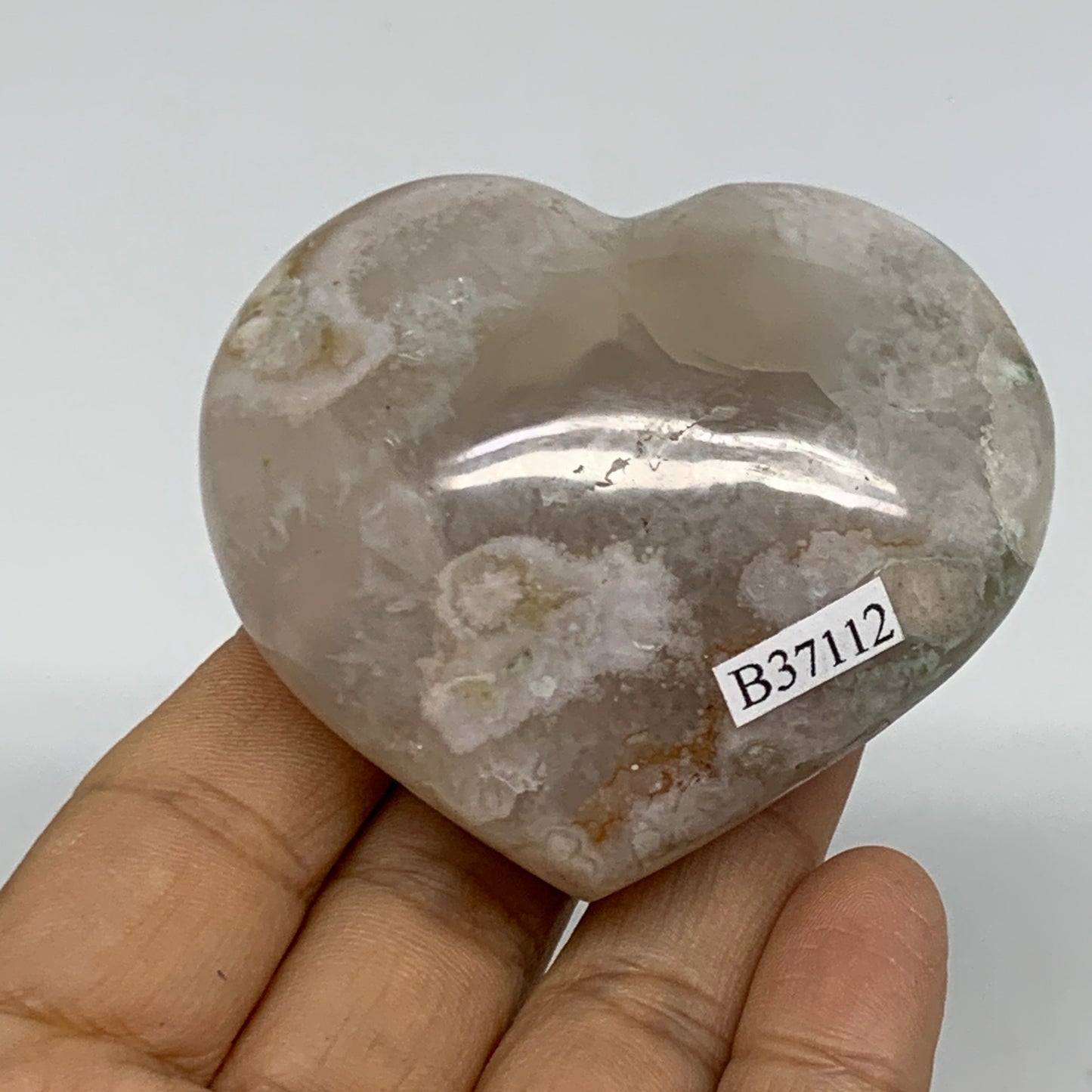 0.330 lbs, 2.2"x2.6"x1.3", Cherry Blossom Flower Agate Heart Crystal, B37112