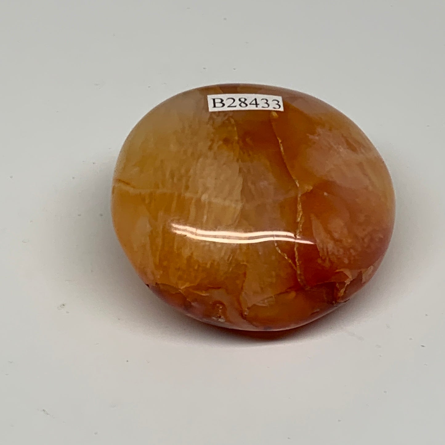 114.7g, 2.1"x2"x1.3", Red Carnelian Palm-Stone Gem Crystal Polished, B28433