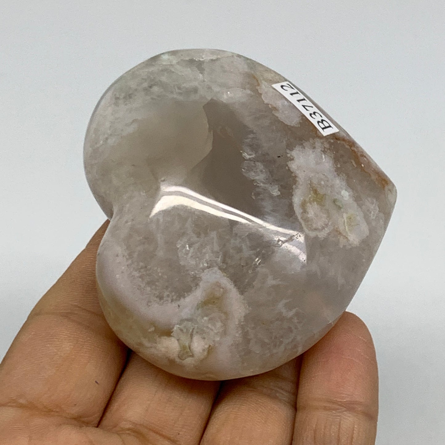 0.330 lbs, 2.2"x2.6"x1.3", Cherry Blossom Flower Agate Heart Crystal, B37112