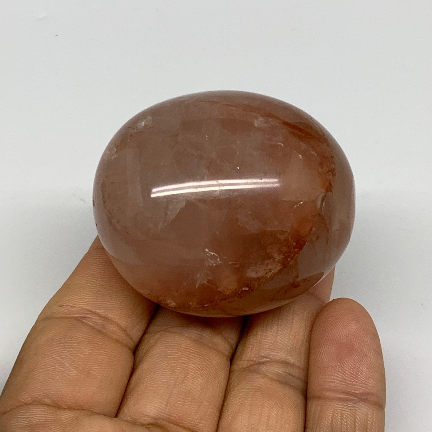109.5g,2"x1.7"x1.3", Red Hematoid Fire Quartz Palm-Stone Crystal Polished, B3067