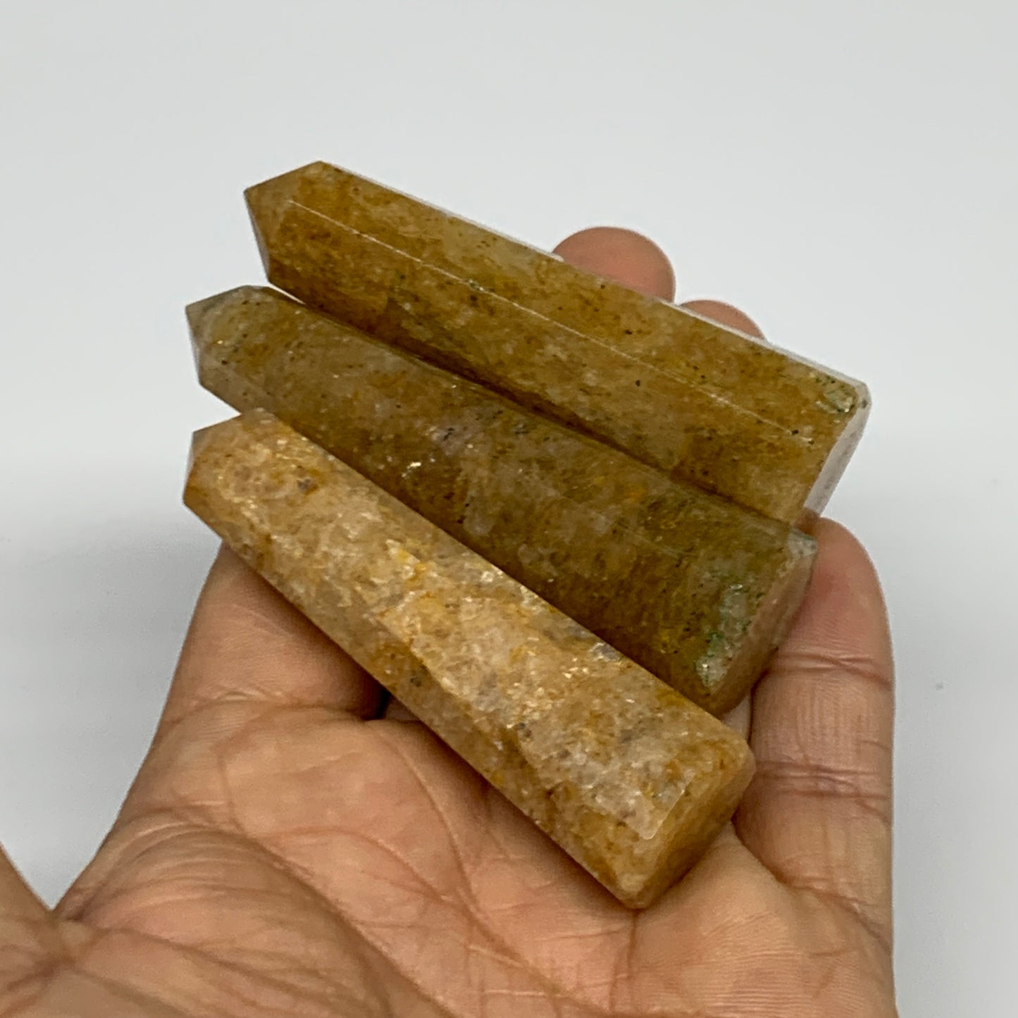 116.7g, 2.6"-2.8", 3pcs, Natural Golden Quartz Towers Small Polished Crystal, B3