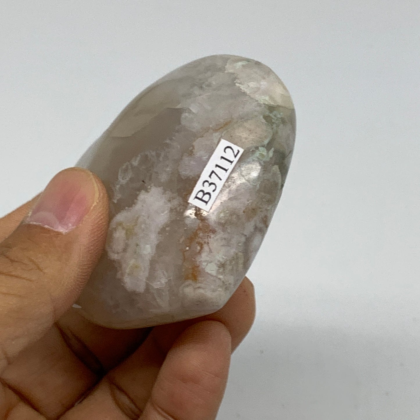 0.330 lbs, 2.2"x2.6"x1.3", Cherry Blossom Flower Agate Heart Crystal, B37112