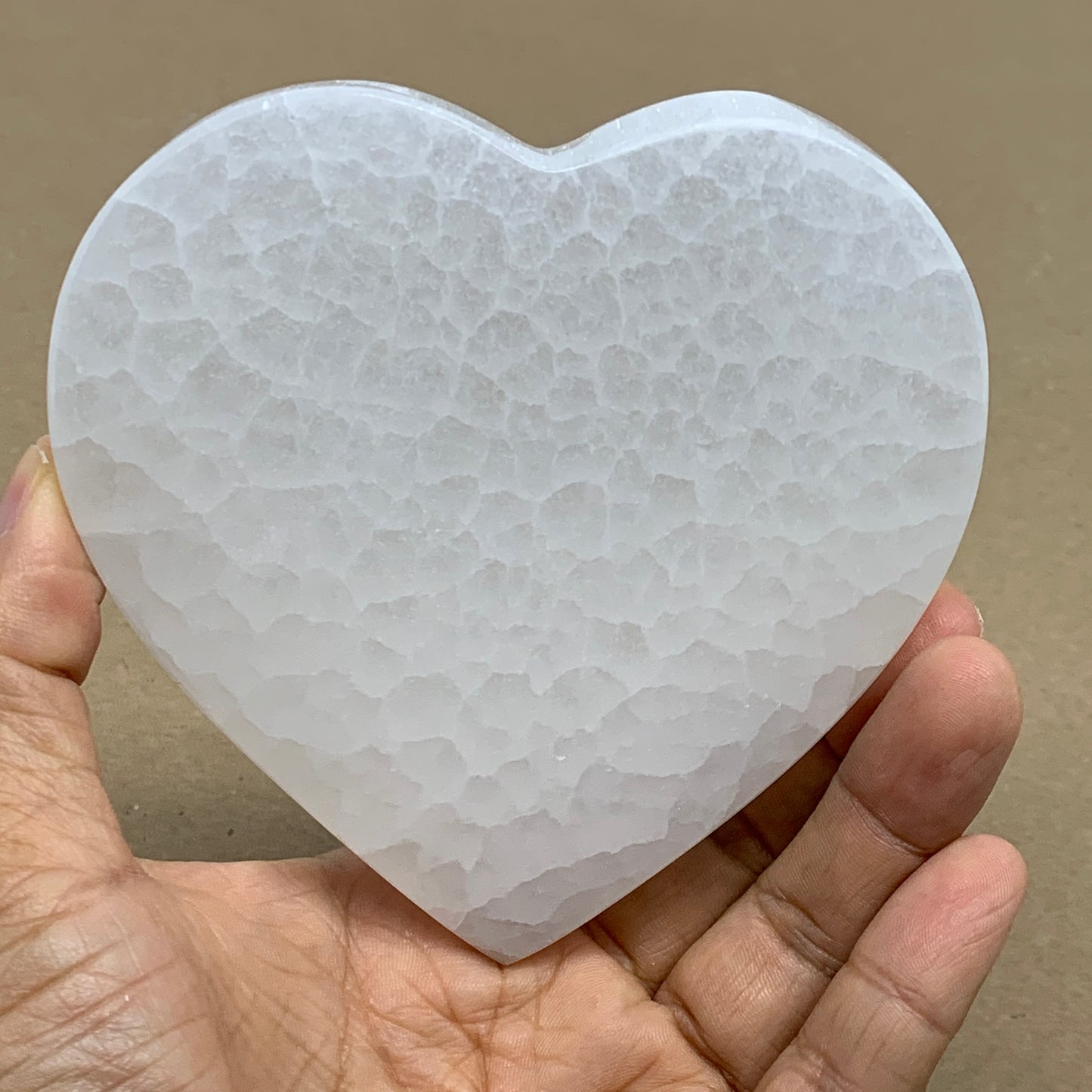 270g, 4.1"x4.1"x0.7", Selenite Heart Crystals, Satin Spar, gypsum, B36213