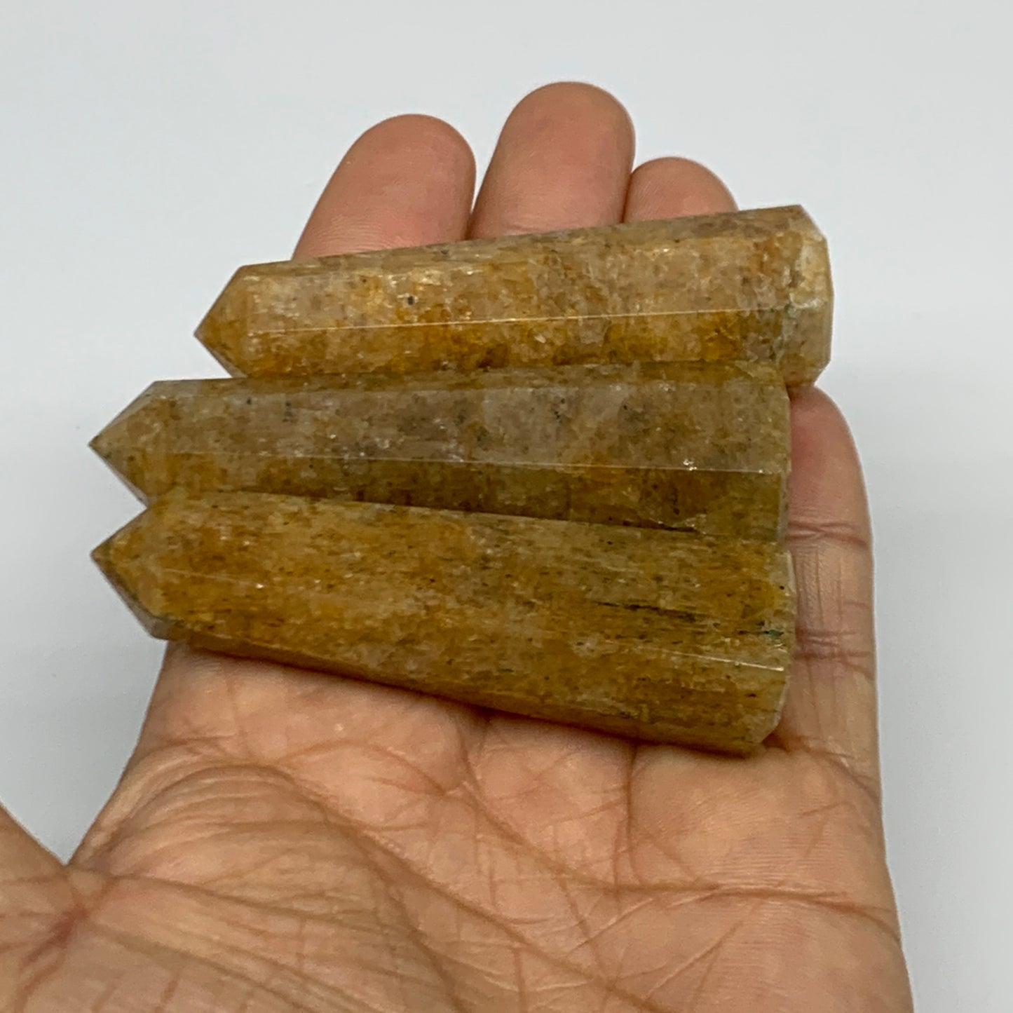 116.7g, 2.6"-2.8", 3pcs, Natural Golden Quartz Towers Small Polished Crystal, B3
