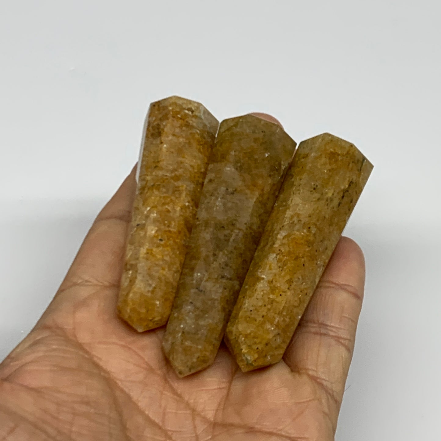 116.7g, 2.6"-2.8", 3pcs, Natural Golden Quartz Towers Small Polished Crystal, B3