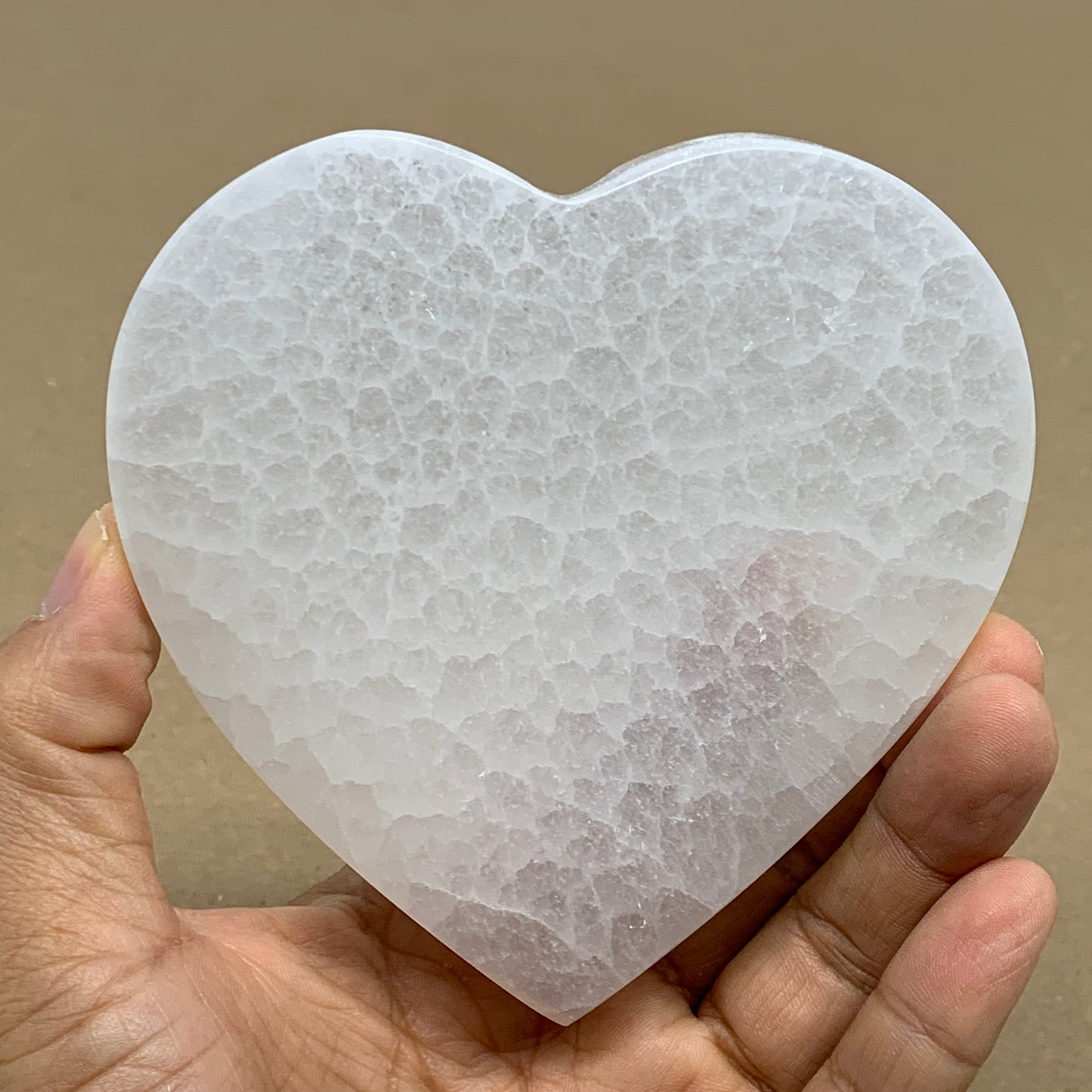 270g, 4.1"x4.1"x0.7", Selenite Heart Crystals, Satin Spar, gypsum, B36213