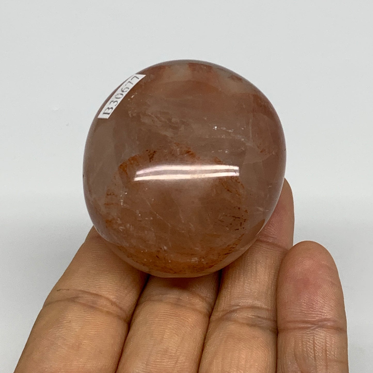 109.5g,2"x1.7"x1.3", Red Hematoid Fire Quartz Palm-Stone Crystal Polished, B3067