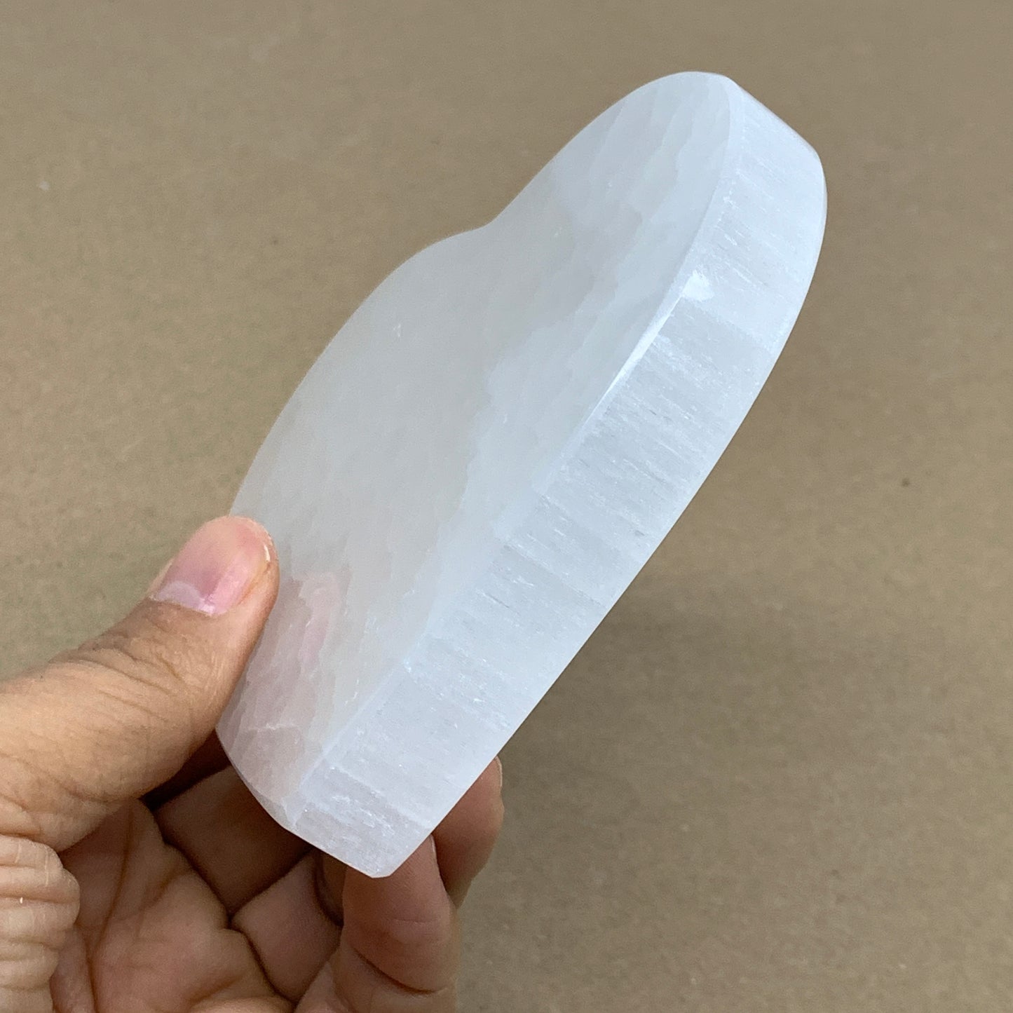 270g, 4.1"x4.1"x0.7", Selenite Heart Crystals, Satin Spar, gypsum, B36213