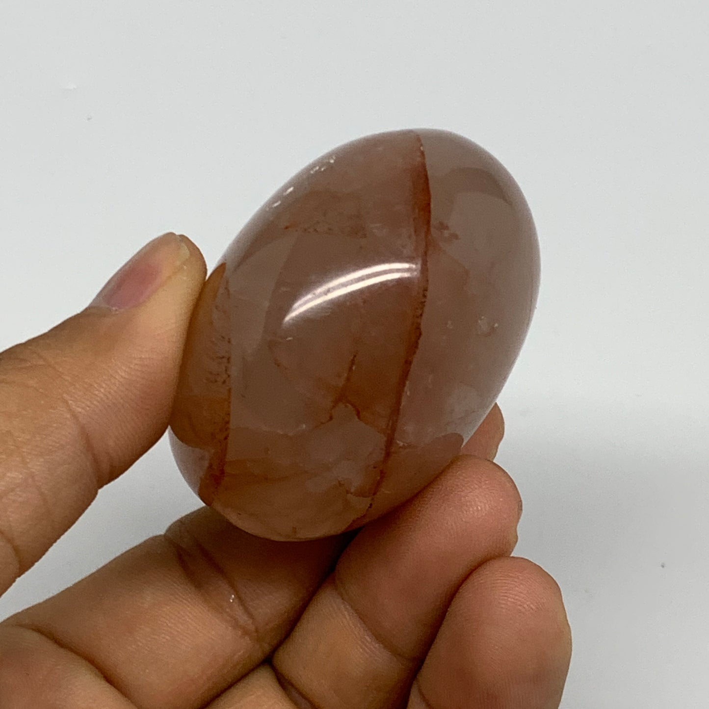 109.5g,2"x1.7"x1.3", Red Hematoid Fire Quartz Palm-Stone Crystal Polished, B3067