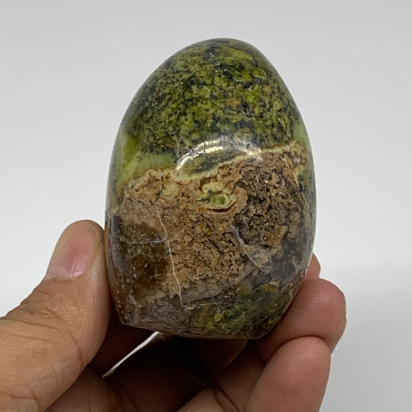 209.9g, 2.4"x2.4"x1.7", Green Opal Crystal Freeform Polished Gemstone, B34117