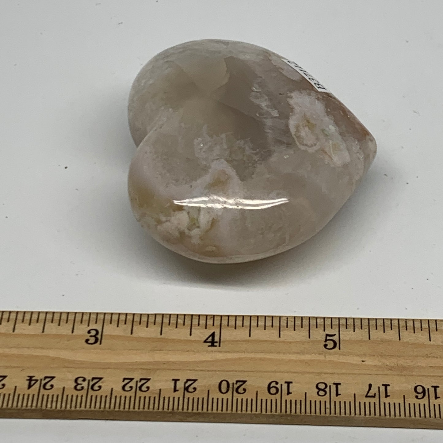 0.330 lbs, 2.2"x2.6"x1.3", Cherry Blossom Flower Agate Heart Crystal, B37112